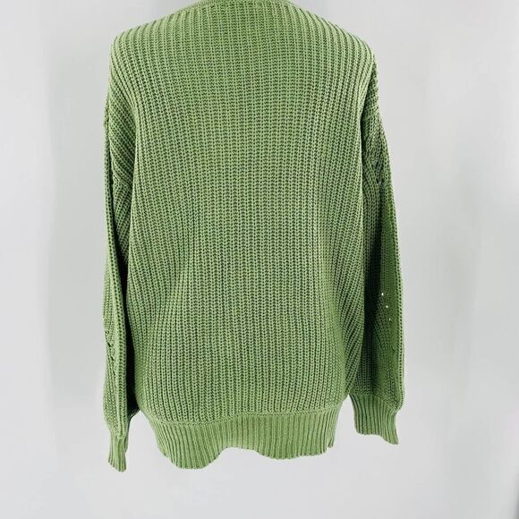 LUSH Open Stitch V-Neck Oversized Sweater In Pistachio Size Small - Picture 7 of 11